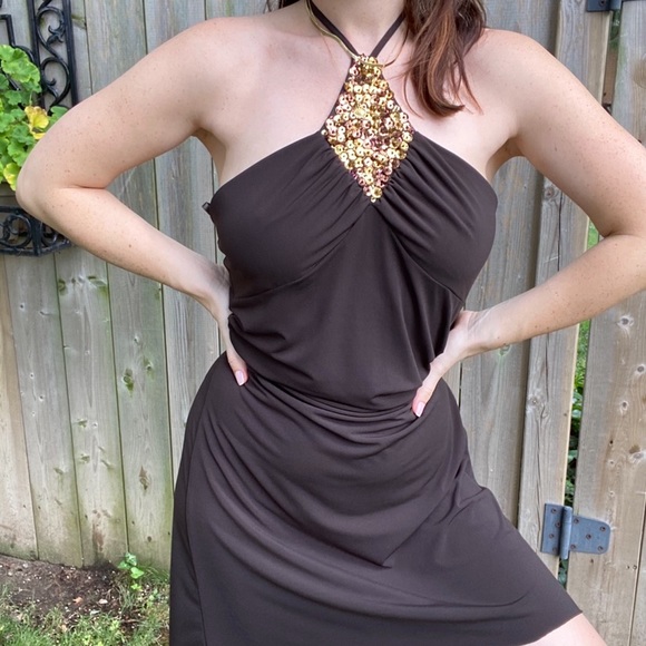 Brown sequence dress - Picture 3 of 8